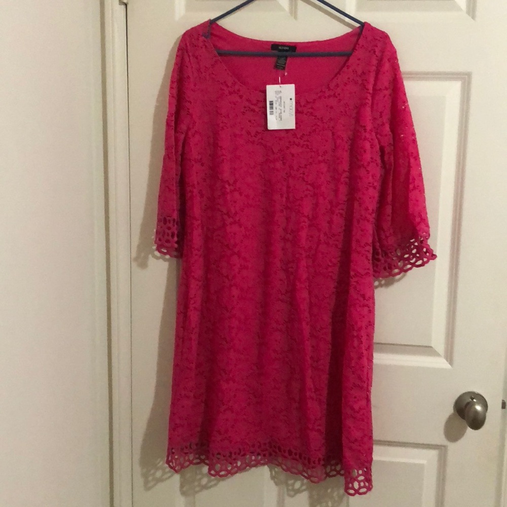 Alfani crochet trim lace shift  dress